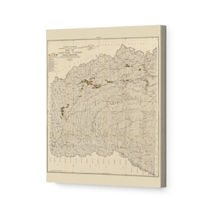 1900 Choctaw Nation Map - Canvas Wrap Vintage Oklahoma Map - Restored Choctaw Nation Indian Territory of Oklahoma State Wall Art Poster