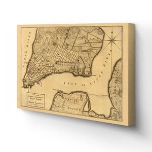 1776 New York Map - Canvas Wrap Vintage New York Map - Historic Map of New York City - Plan of New York City Map & Environs Wall Art  Poster