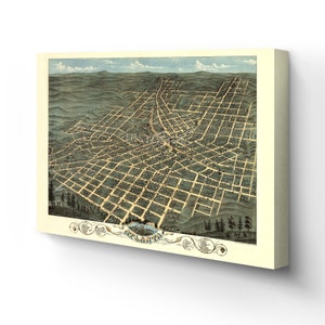 1871 Atlanta Georgia Map - Canvas Wrap Vintage Atlanta - History Map of Atlanta Georgia -  Bird&#39;s Eye View Map of Atlanta GA Wall Art Poster