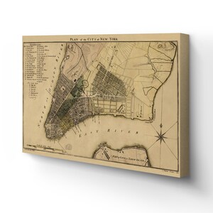 1789 New York Canvas Map - Canvas Wrap Vintage New York Map - Old Map of New York City -  Restored Plan of New York City Wall Art Poster