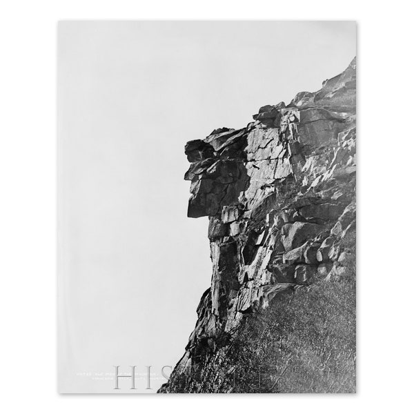 1890 Old Man of the Mountain Photo Print - Vintage Photo of The Great Stone Face or The Profile Wall Art Poster