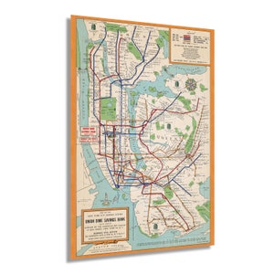 1954 New York City Subway Map Poster - Vintage Map Wall Art - New York Subway Map Art - NYC Subway Poster - NYC Subway Map Art