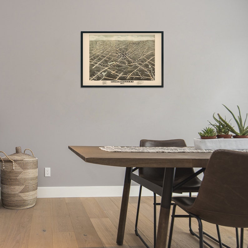 1875 Gloversville New York Map Vintage Map of Gloversville NY Wall Art