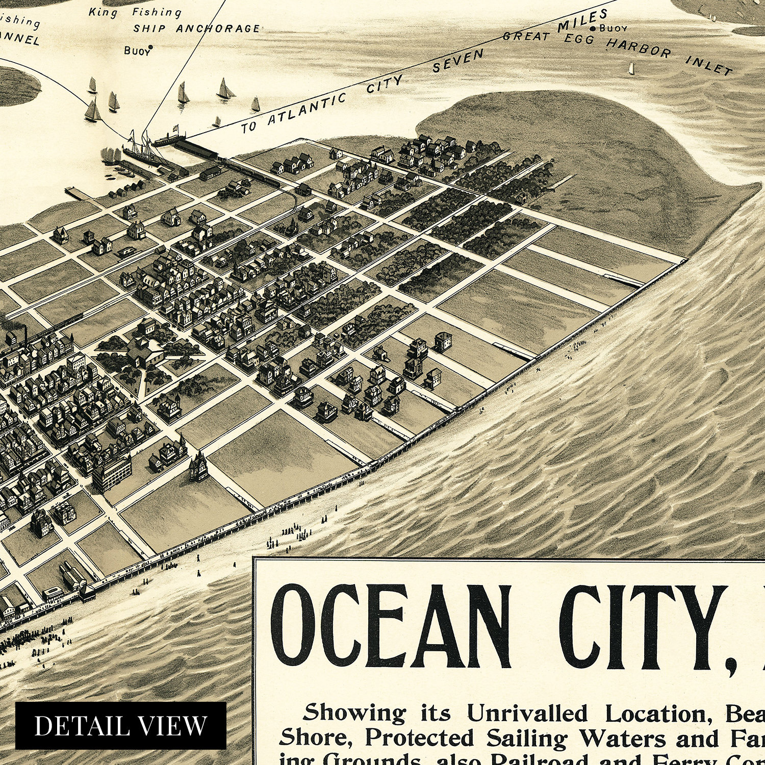 1903 Ocean City NJ Map Vintage New Jersey Map Old Map of Etsy