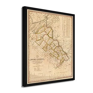 1831 Bucks County Pennsylvania Map - Framed Vintage Bucks County Map Print - Restored Bucks County PA Map Wall Art Poster