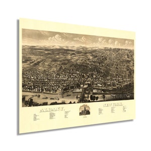 1879 Albany NY Map - Vintage Albany New York Wall Art - Old Albany New York Map - Bird's Eye View Map of Albany NY Poster - Map of New York