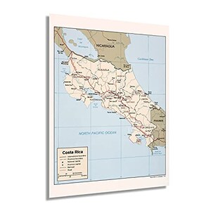 1987 Costa Rica Map  - Old Wall Map of Costa Rica  - History Map of San Jose Costa Rica Central America Wall Art Poster Print