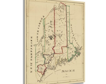 1820 Maine State Map - Maine State Vintage Map - Wall Map Maine State Wall Art - Vintage Maine Map Poster - Old Map of Maine Wall Art Poster