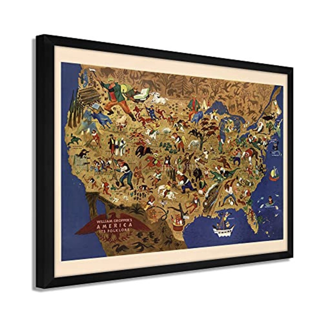1946 United States Map - Framed Vintage Map of the United States ...