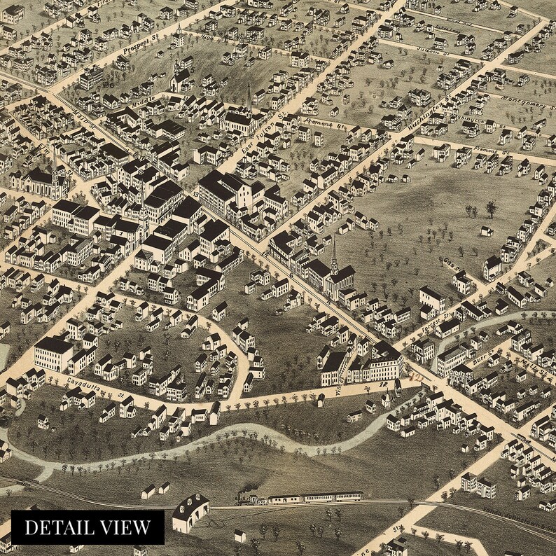 1875 Gloversville New York Map Vintage Map of Gloversville NY Wall Art