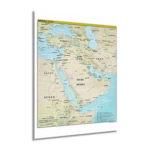 2021 Middle East Map Poster - Map of the Middle East Region - Countries of Middle East Wall Art Poster