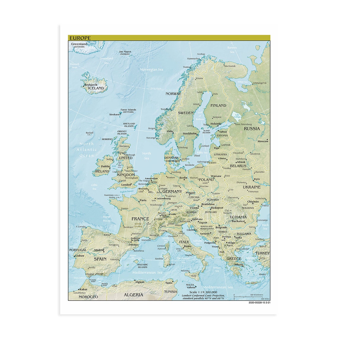 2021 Europe Map Wall Map of Europe Poster Europe Wall Art Poster Map of