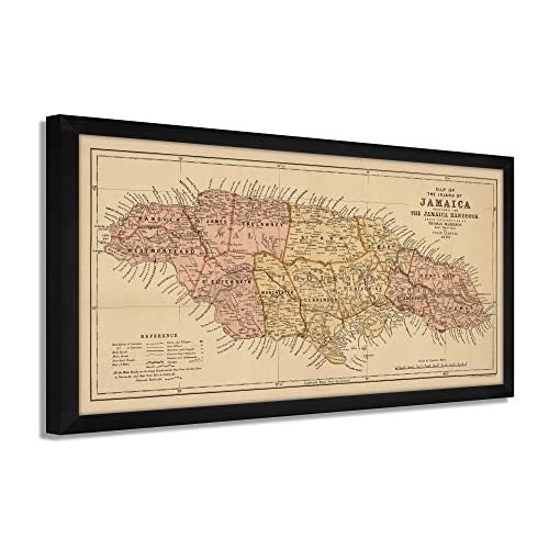 1893 Map of Jamaica Island - Framed Vintage Jamaica - Restored Map