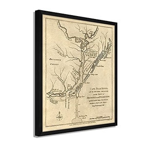 May include: A vintage map of Cape Fear River and the Country Adjacent, and the Towns of Brunswick and Wilmington, originally laid down from actual Survey, and Part of the River, as far as the Entrance of the Bay of Onslow.
