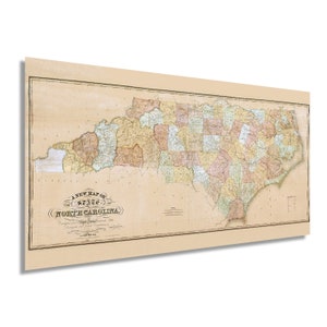 1833 North Carolina State Map - North Carolina Vintage Map Constructed from Actual Surveys - NC Wall Art - North Carolina Map Wall Decor