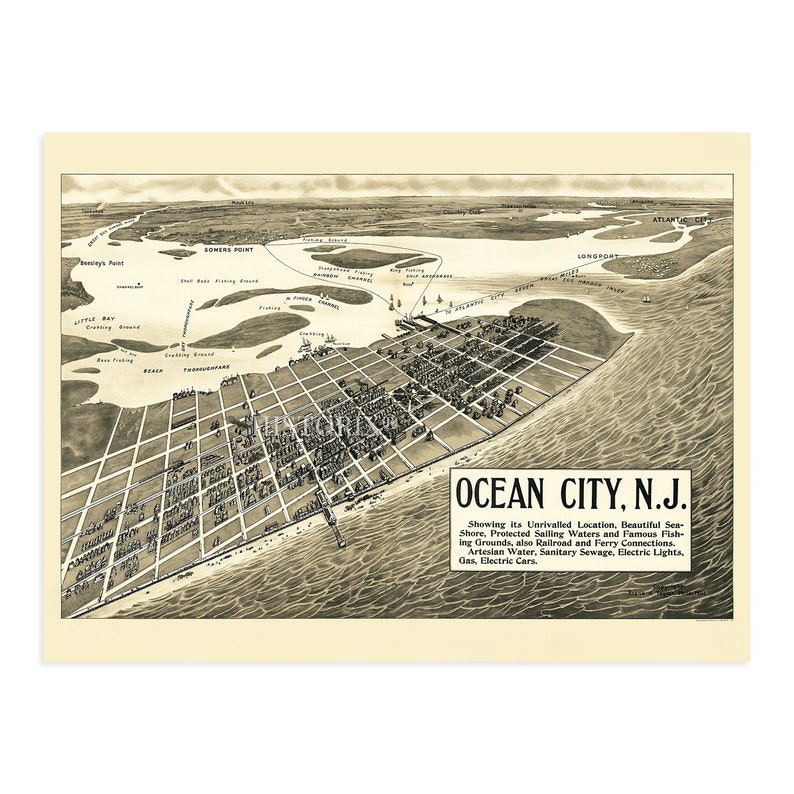 1903 Ocean City NJ Map Vintage New Jersey Map Old Map of Etsy