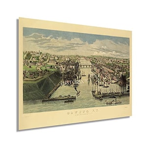 1855 Oswego New York Map - Vintage Oswego City Map - Old Oswego County NY Map - History Map of Oswego River at Lake Ontario Wall Art Poster