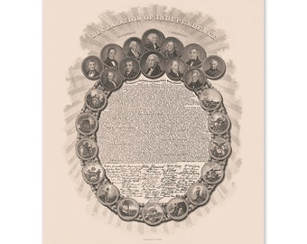 1850 Declaration of Independence Poster Photo - Vintage Photo of United States Declaration of Independence Wall Art Poster