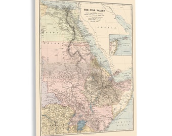 1910 The Nile Valley Map Print - Nile Valley Map Including Egypt Nubia Uganda Abyssinia British East Africa & Somali Land