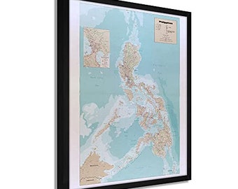 1990 Map of the Philippines  - Framed Vintage Map of Philippines Wall Map - Historic Philippines Wall Art Poster Print