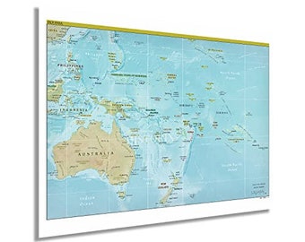 2021 Oceania Map - Map of Oceania Region Wall Art  Print - Oceania Map Poster