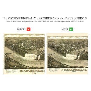 Carte des chutes du Niagara de 1882 - Ancienne carte des chutes du Niagara - Carte historique des chutes du Niagara, NY - Poster d'art mural Vue à vol d'oiseau des chutes du Niagara image 4