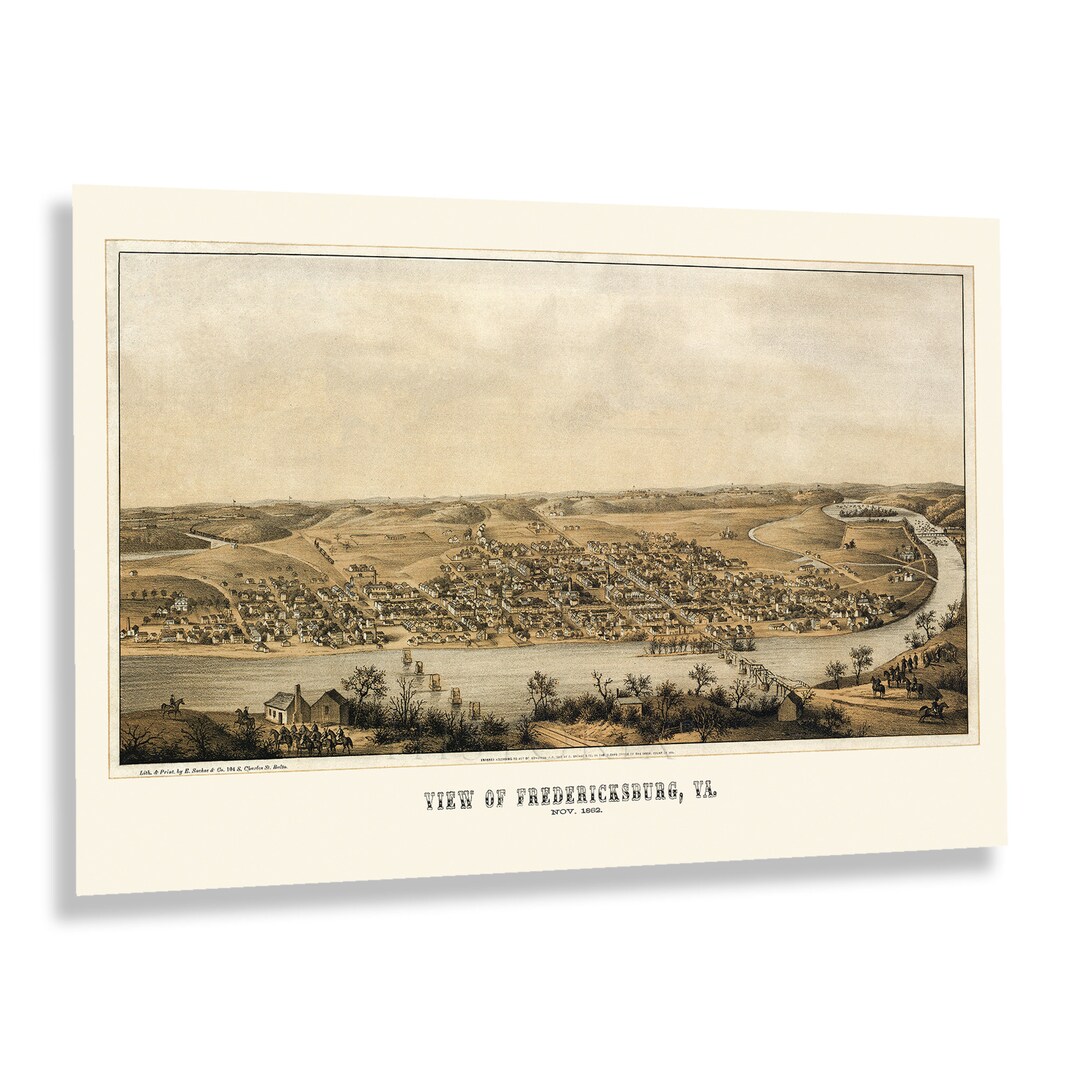 1862 Fredericksburg Virginia Map Print - Vintage Map of Virginia Poster ...