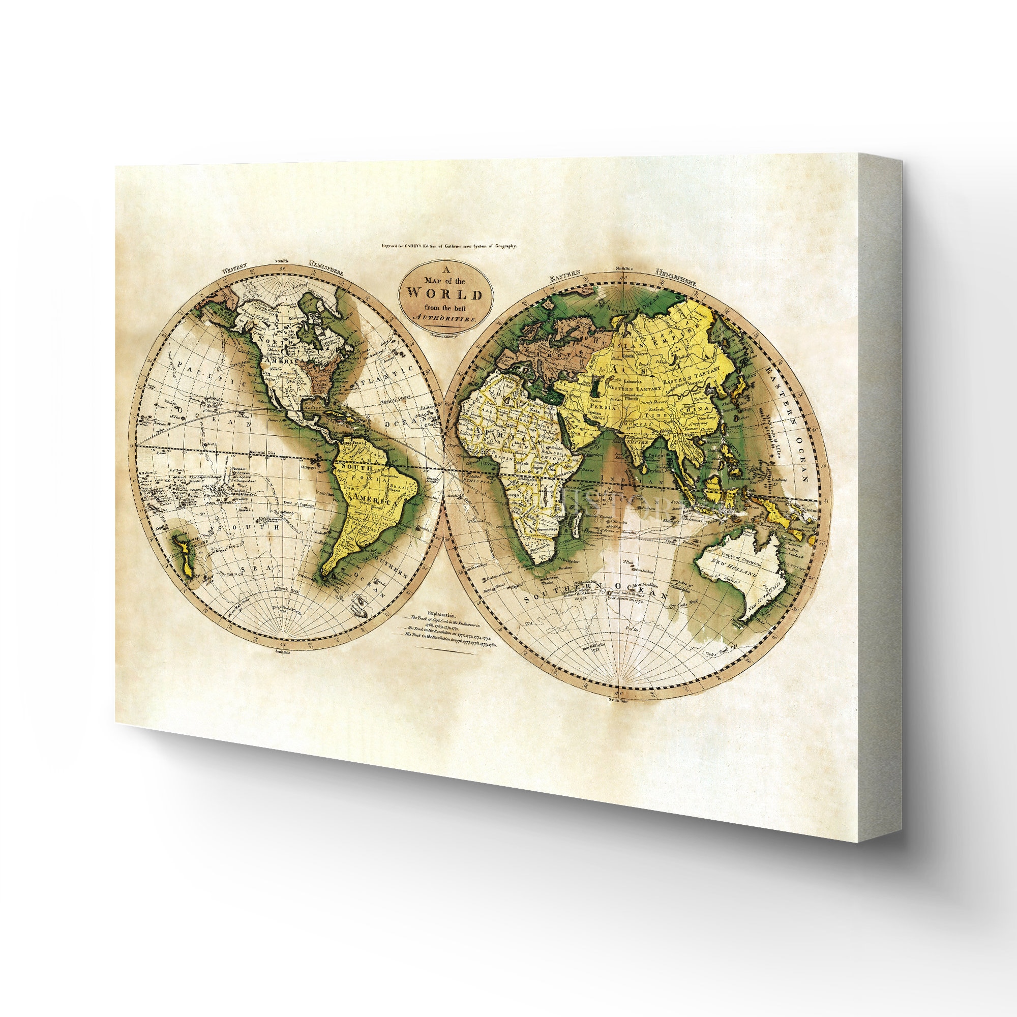 1795 World Map Canvas Art - Canvas Wrap Vintage World Map from