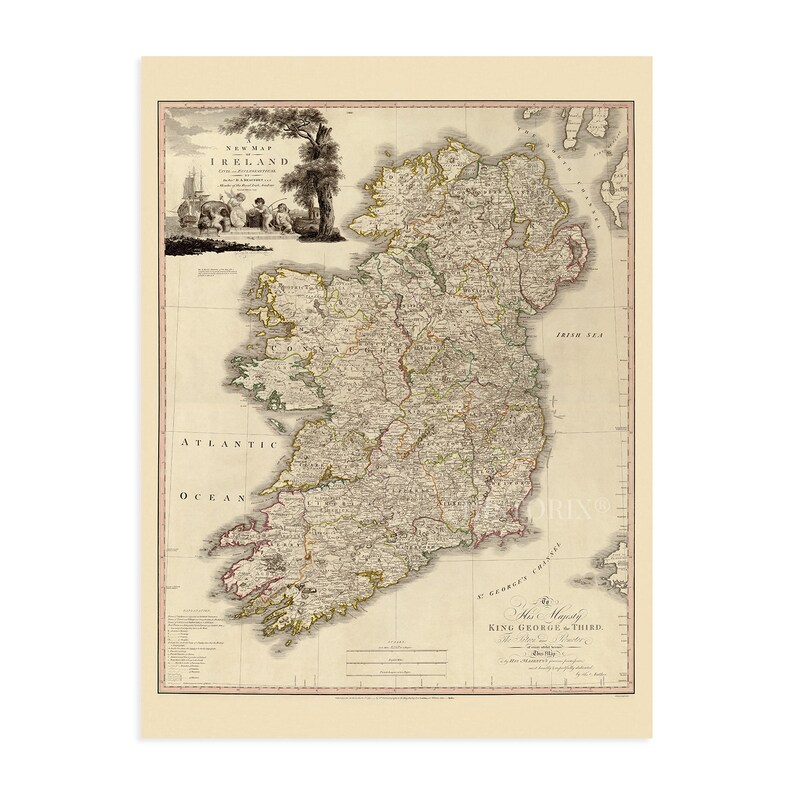 1797 Ireland Map Vintage Map of Ireland History Map of Dublin Ireland