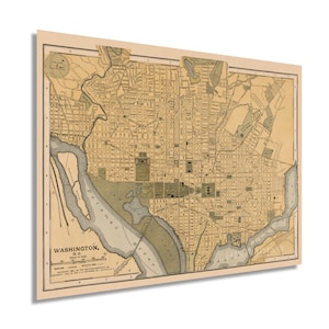 1897 Map of Washington DC - Washington DC Vintage Map - DC Map Wall Art - Washington Map Print - Washington Poster Map Decor