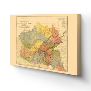 1884 Cherokee Nation Map Canvas Art - Canvas Wrap Vintage Oklahoma Map - Old Map of Indian Tribes - Historic Cherokee Nation Wall Art Poster