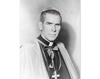 1952 Bishop Fulton J Sheen Photo Print - Vintage Portrait Photo of Catholic Church Archbishop Fulton Sheen Wall Art Poster