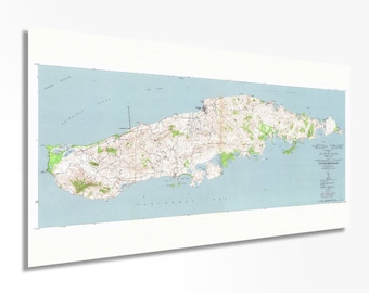 1951 Vieques Island Puerto Rico Map - Puerto Rico Vintage Map - Isla de Viques Puerto Rico Map Wall Art - Map of Puerto Rico Poster