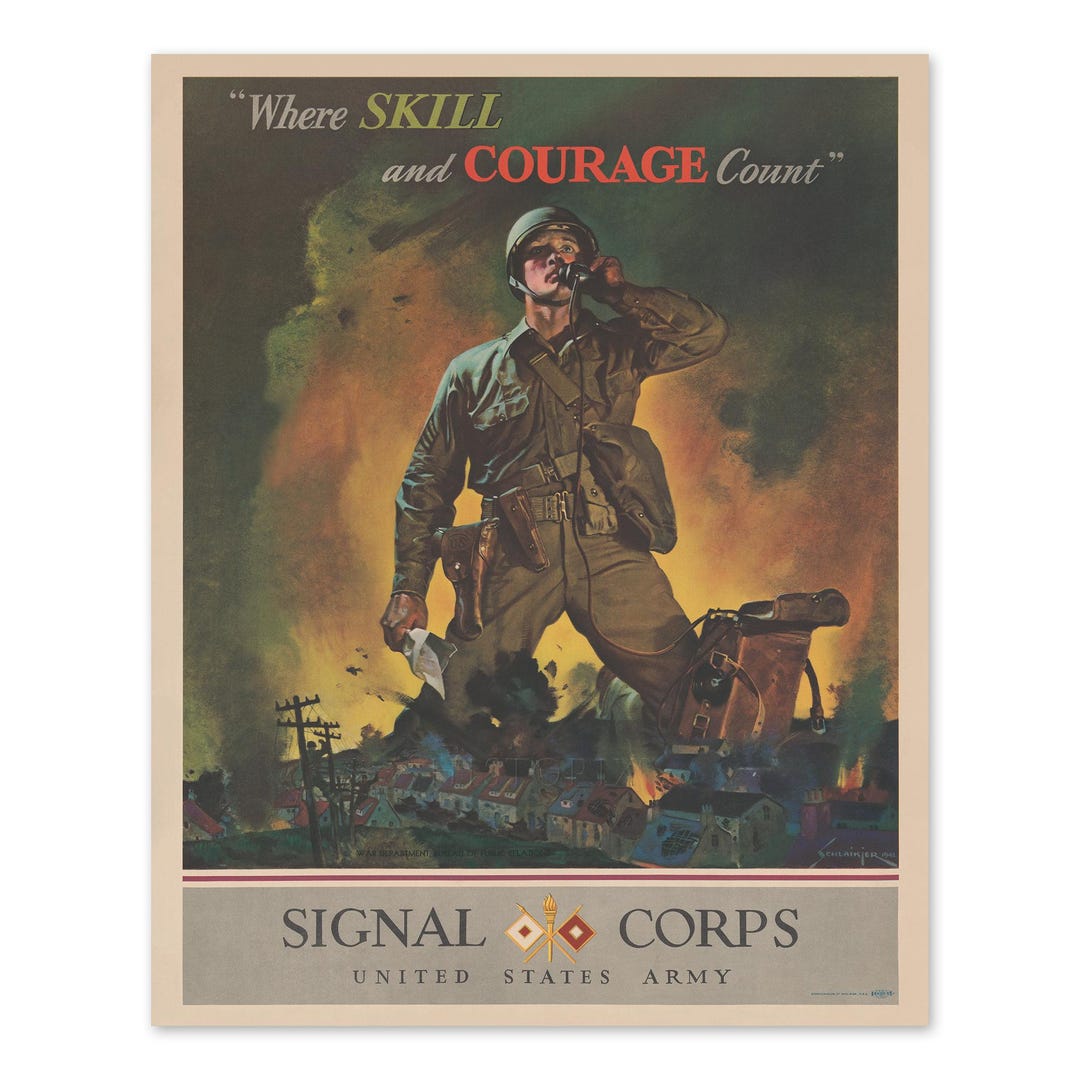 1942 US Army Signal Corps Poster Print - Where Skill and Courage Count ...