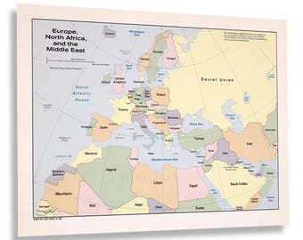 Vintage Arabic Map Of Arab World, Middle East And North Africa Political Wall Art Print, Historical Educational Decor - View #2