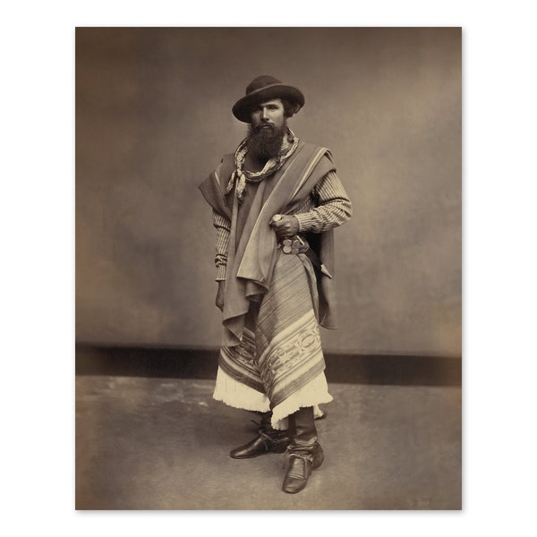 HISTORIX Vintage 1868 Gaucho of The Argentine Republic Photo Print - Vintage Photo of Gaucho Horseman - Old Argentinian Gaucho Poster