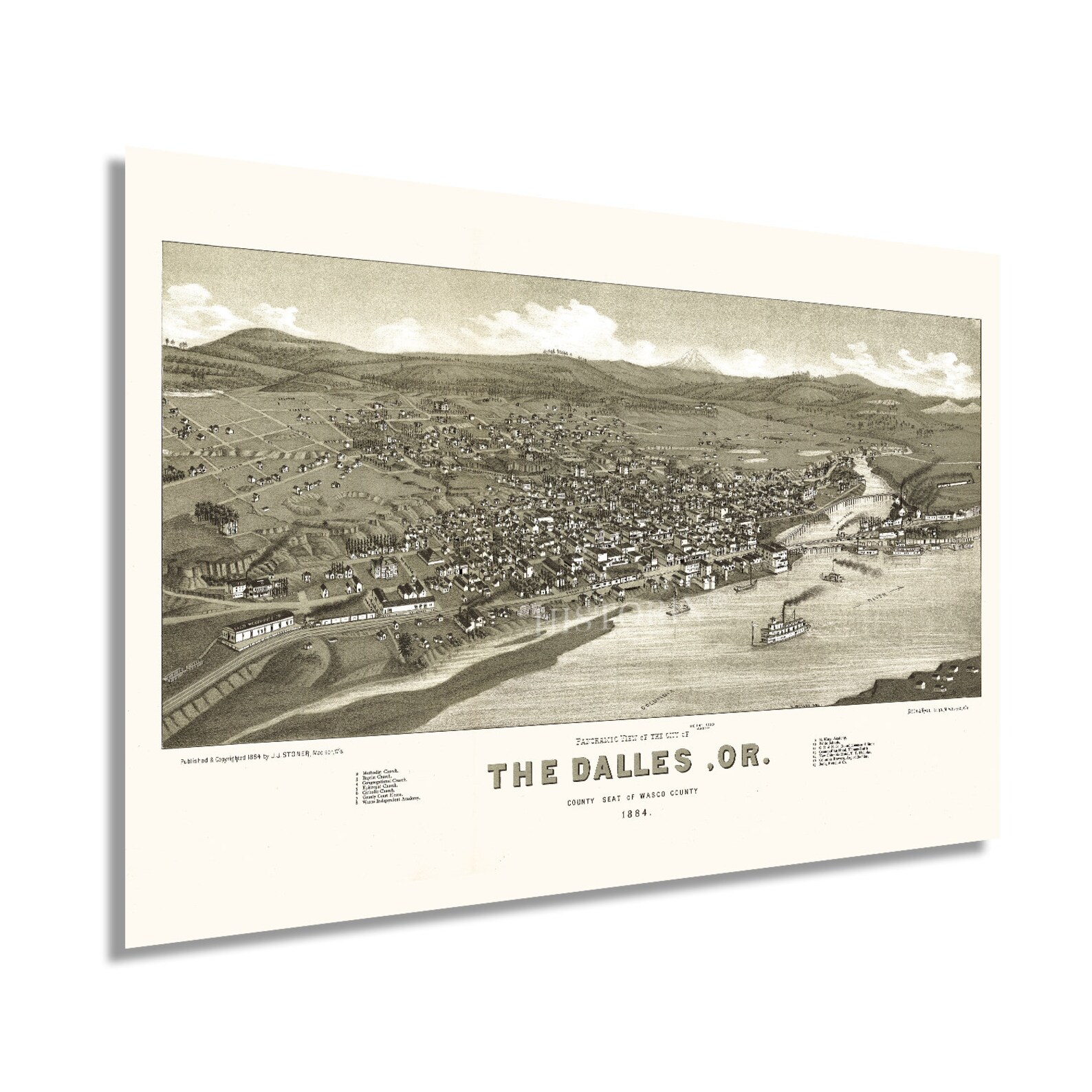 1884 the Dalles Oregon Map - Old the Dalles Wasco County Map of Oregon ...