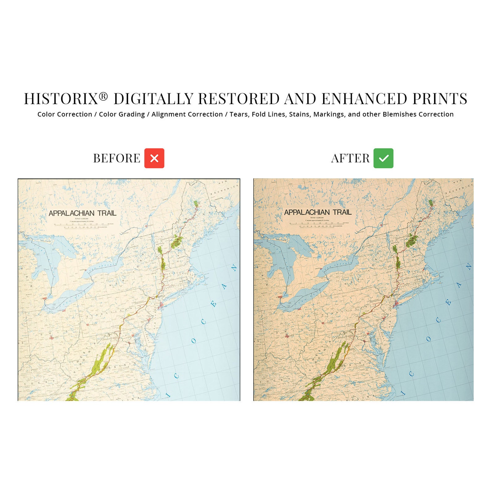 1981 Appalachian Trail Map Poster History Map of Appalachian Trail Wall