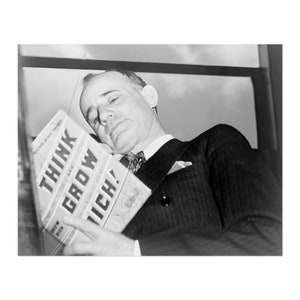 1937 Napoleon Hill Photo Print - Vintage Photo of Napoleon Hill Holding His Book Think and Grow Rich Wall Art Poster
