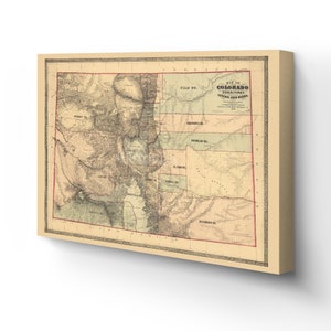 1862 Colorado Territory Map Canvas Art - Canvas Wrap Vintage Colorado Map - History Map of Colorado Wall Art Poster
