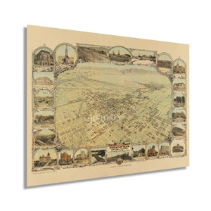 1901 Bakersfield California Map Poster - Bakersfield CA Map Wall Map - Bakersfield Kern County California Wall Art Poster Print