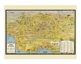 【ヴィンテージ】California Road Atlas 古地図 ロサンゼルス 1932 Map of Los Angeles California - Old Los Angeles Map - History