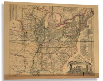 1871 Eastern United States Railroad Map | Reconstruction Era Art | Library Decor, Industrial History
