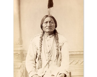 HISTORIX Vintage 1885 Sitting Bull Photo Print - Vintage Portrait Photo of Chief Sitting Bull Lakota Warrior Holding Peace Pipe Wall Art