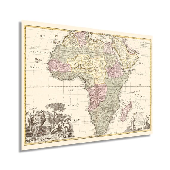 1725 Africa Map Vintage Map Of Africa Poster Old Poster Of Etsy