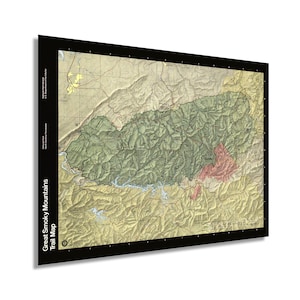 1990 Great Smoky Mountains Trail Map Poster - Smoky Mountains Map - Appalachian Trail Poster - North Carolina Poster - Tennessee Poster