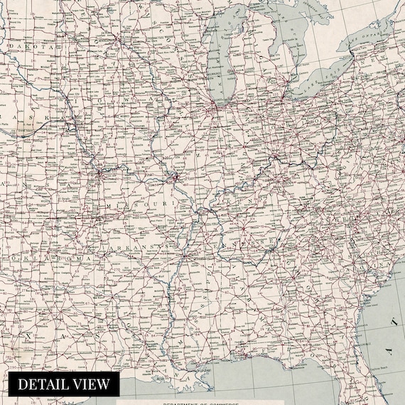 Buy 1950 United States Map System of Highways - Old Map of the