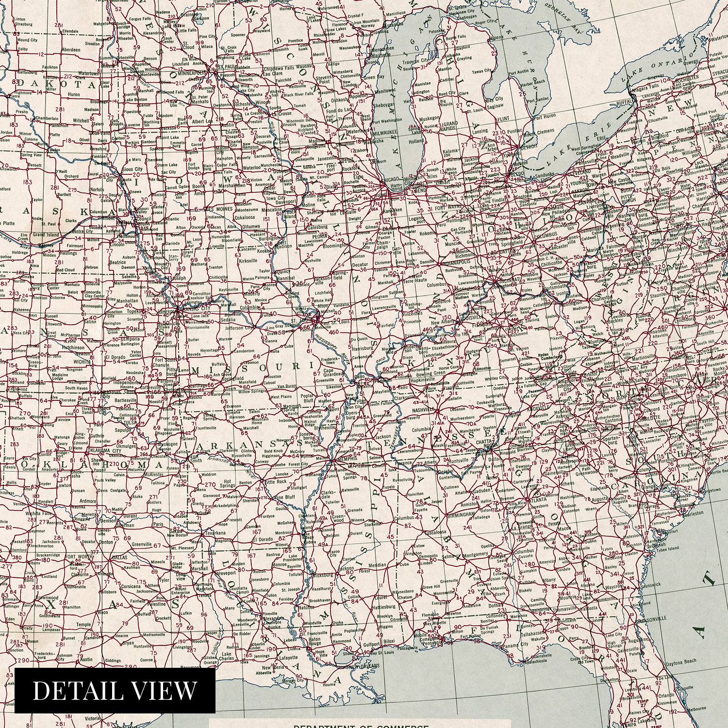 1950 United States Map System of Highways - Old Map of the