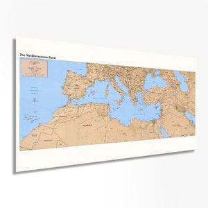 1998 Mediterranean Basin Map - Map of the Mediterranean Region - Mediterranean Sea Map - Mediterranean Map Poster Print
