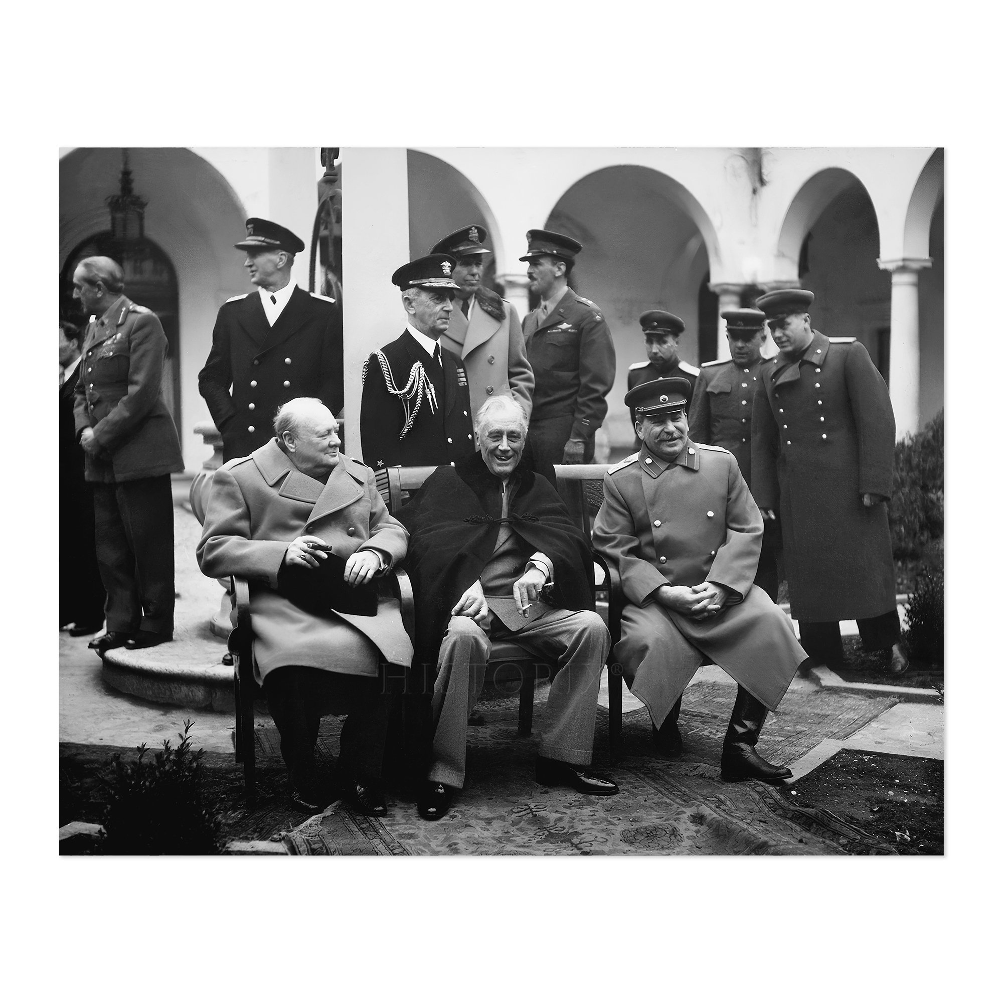 1945 The Big Three Yalta Conference Photo Print - Vintage Photo of The Yalta Conference of The Big Three Wall Art Poster